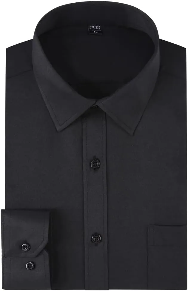 Long Sleeve Dress Shirts for Men - Regular-Fit Casual Button-Down Shirt with Pockets