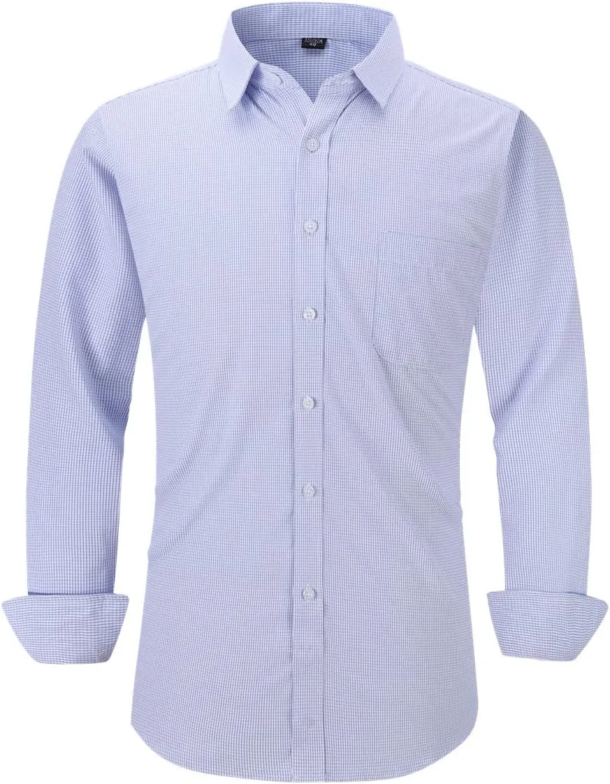 Long Sleeve Dress Shirts for Men - Regular-Fit Casual Button-Down Shirt with Pockets