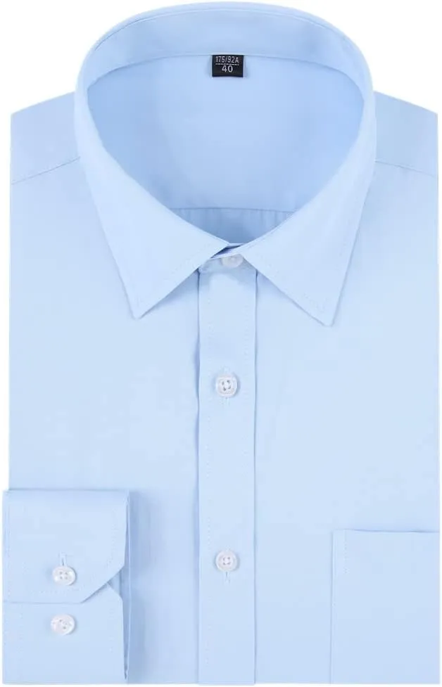 Long Sleeve Dress Shirts for Men - Regular-Fit Casual Button-Down Shirt with Pockets