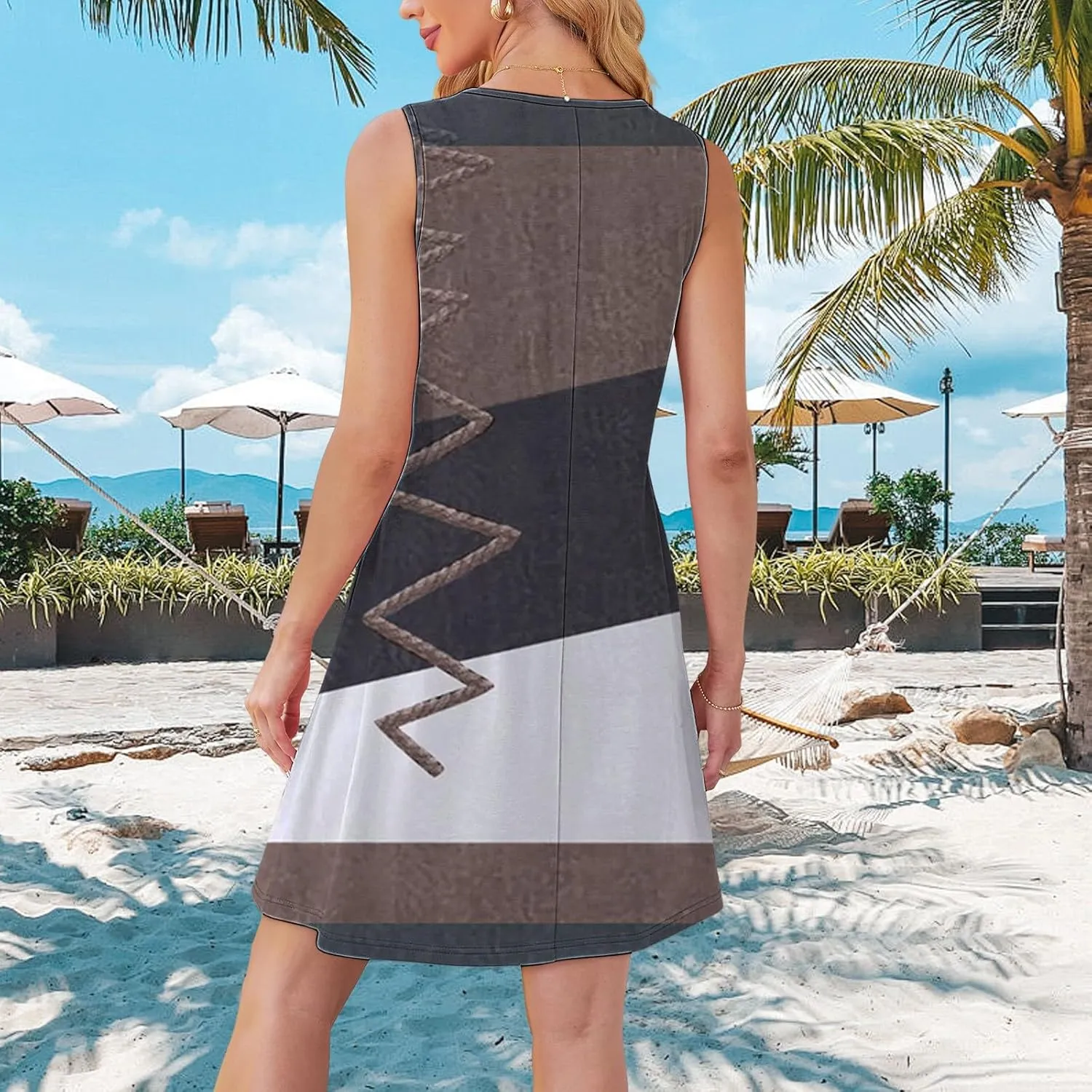 Long Sleeve Floral Dress Womens with Pockets Summer Casual Tank Dress Sleeveless Midi Beach Dress Tiered Tank Dress