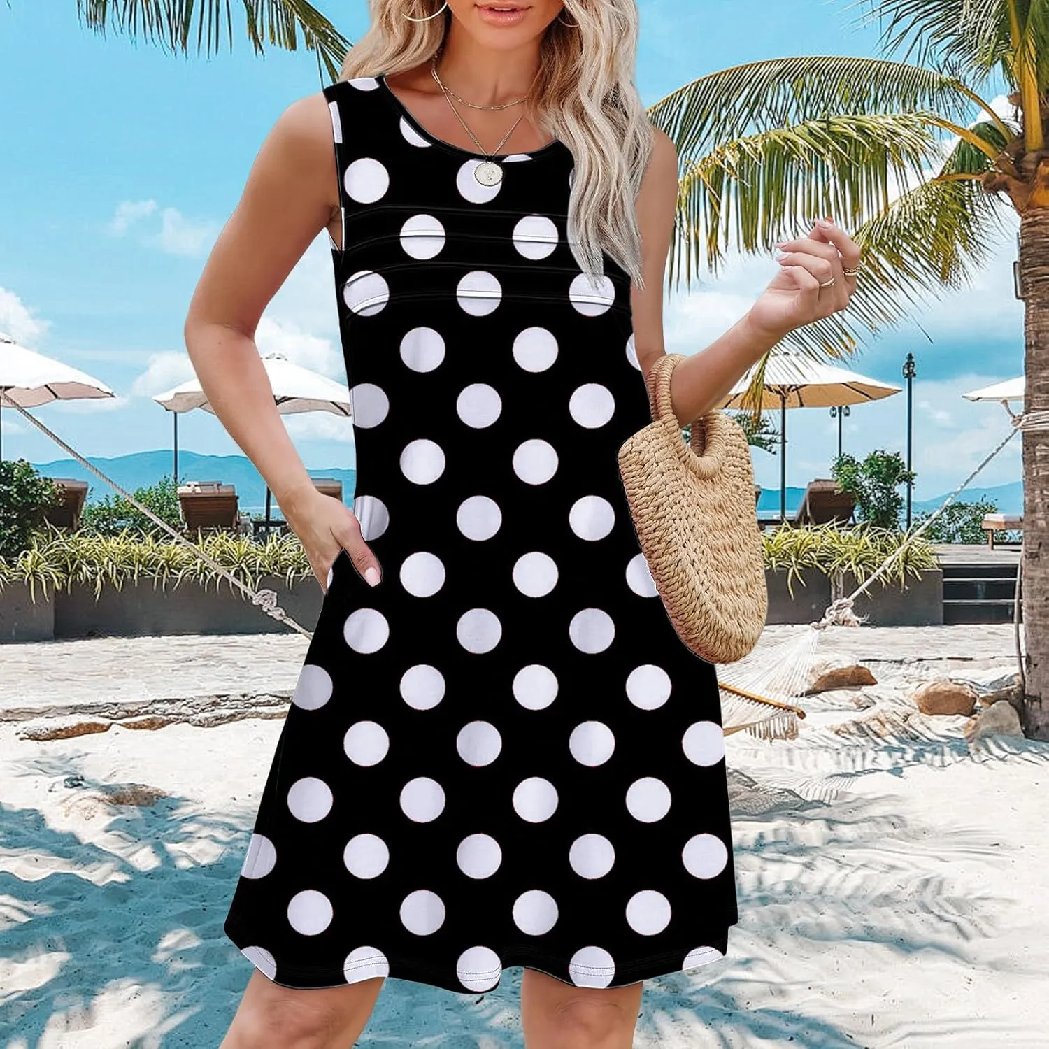 Long Summer Dress Womens with Pockets Summer Casual Tank Dress Sleeveless Midi Beach Dress Dresses for Women Plus