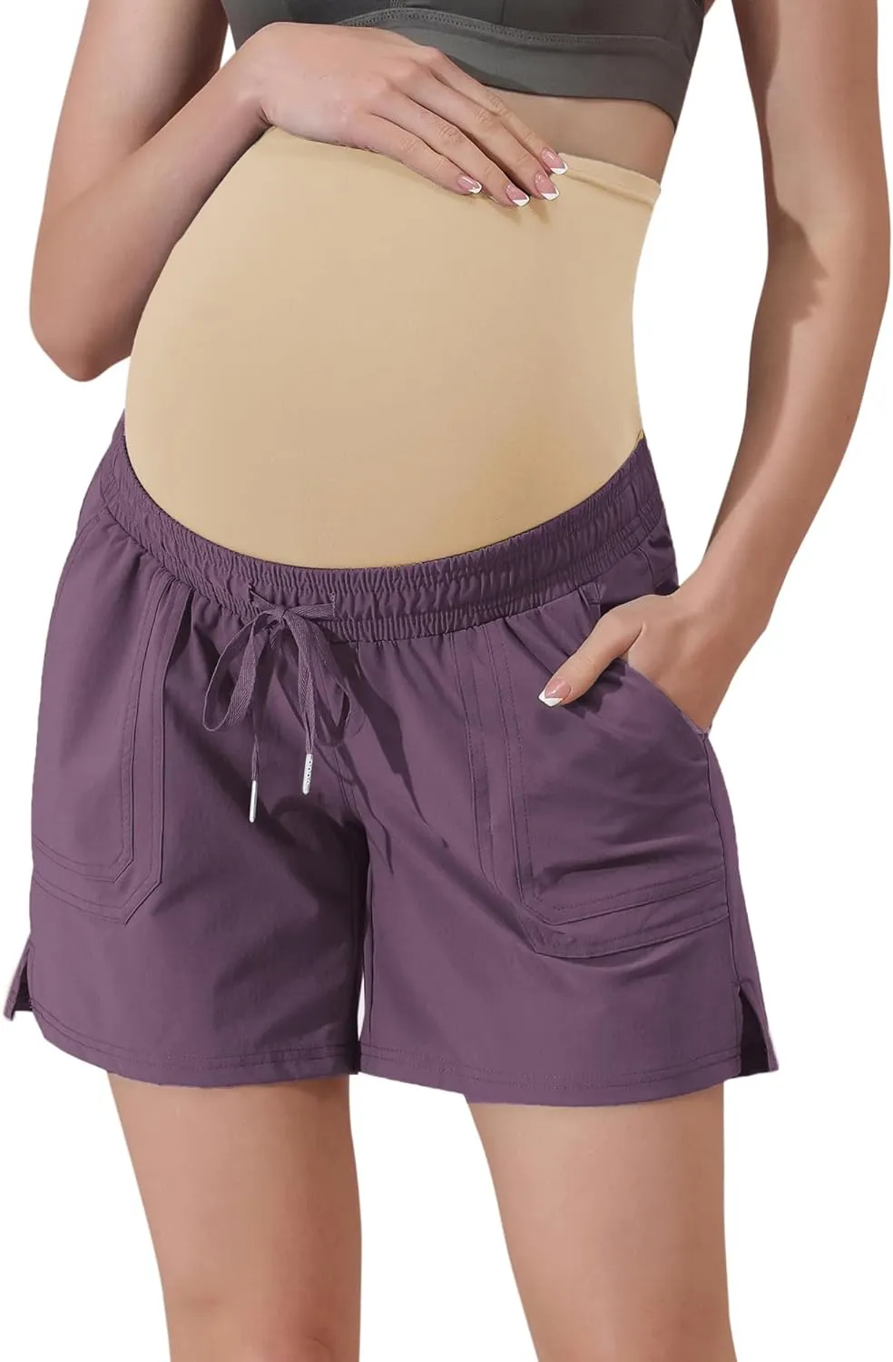 Maacie Maternity Hiking Shorts Quick Dry Waterproof 5" Workout Sports Shorts Outdoor Casual