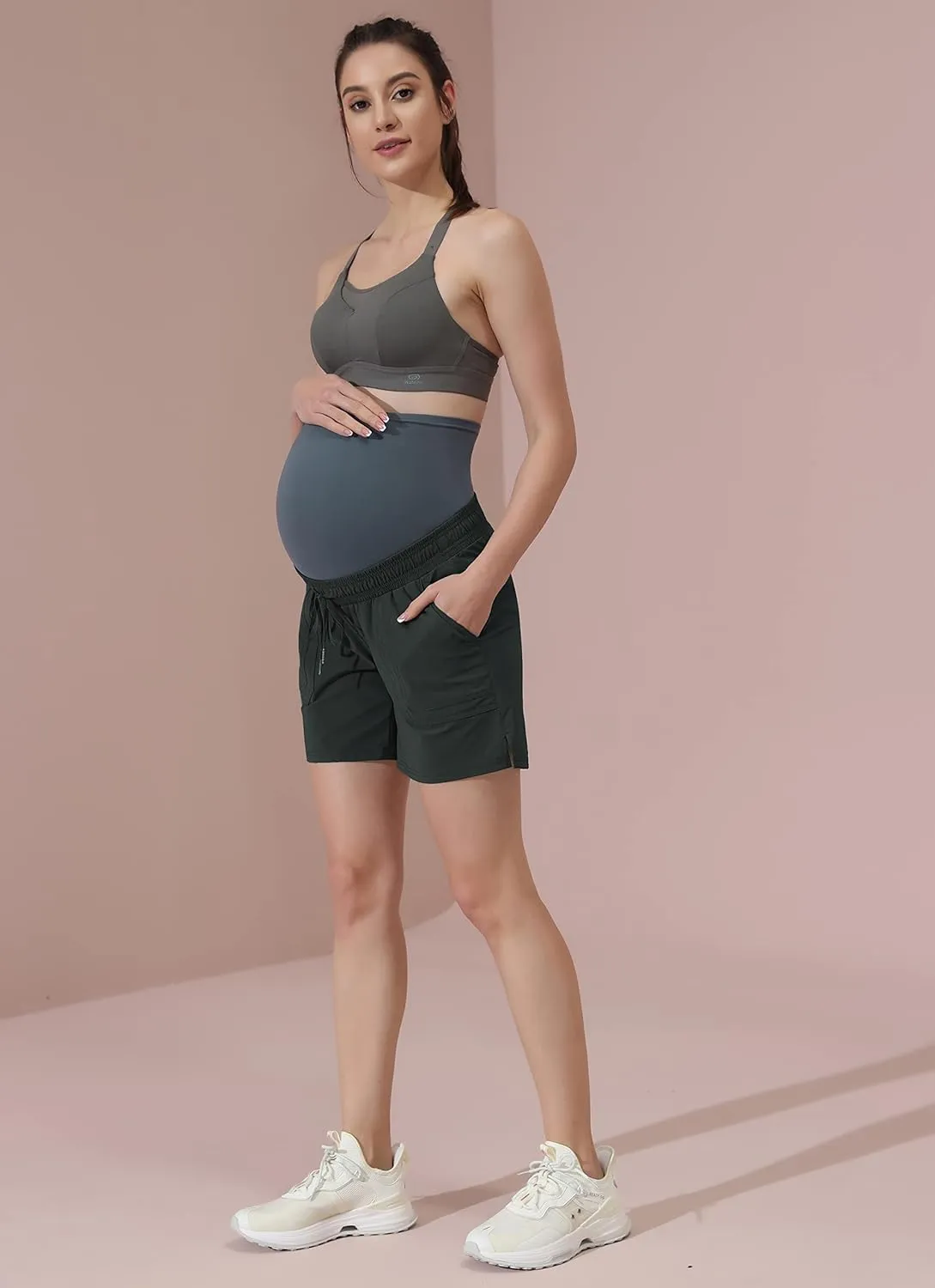 Maacie Maternity Hiking Shorts Quick Dry Waterproof 5" Workout Sports Shorts Outdoor Casual