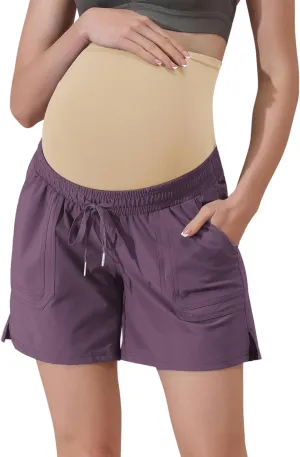 Maacie Maternity Hiking Shorts Quick Dry Waterproof 5" Workout Sports Shorts Outdoor Casual