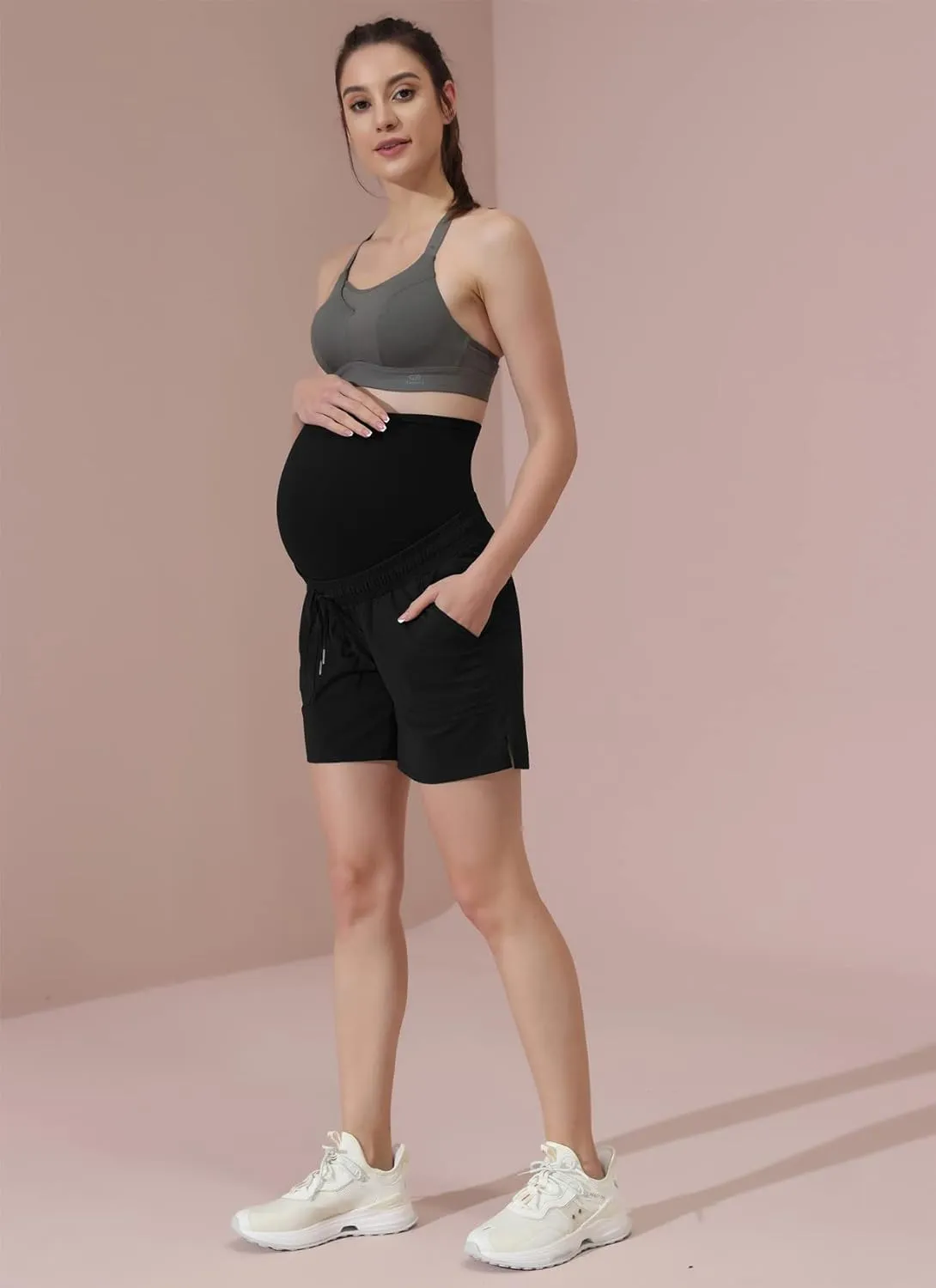 Maacie Maternity Hiking Shorts Quick Dry Waterproof 5" Workout Sports Shorts Outdoor Casual