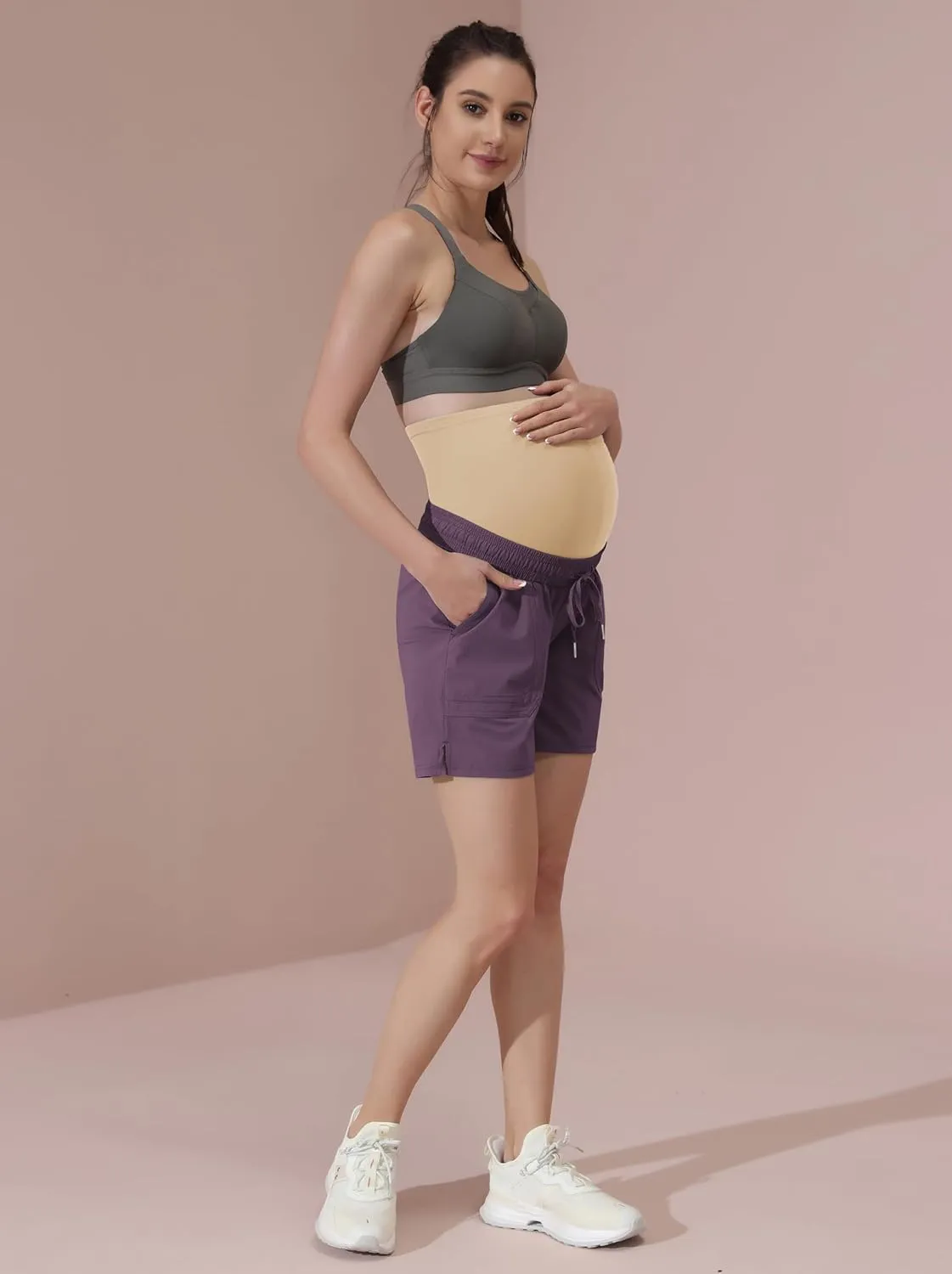 Maacie Maternity Hiking Shorts Quick Dry Waterproof 5" Workout Sports Shorts Outdoor Casual