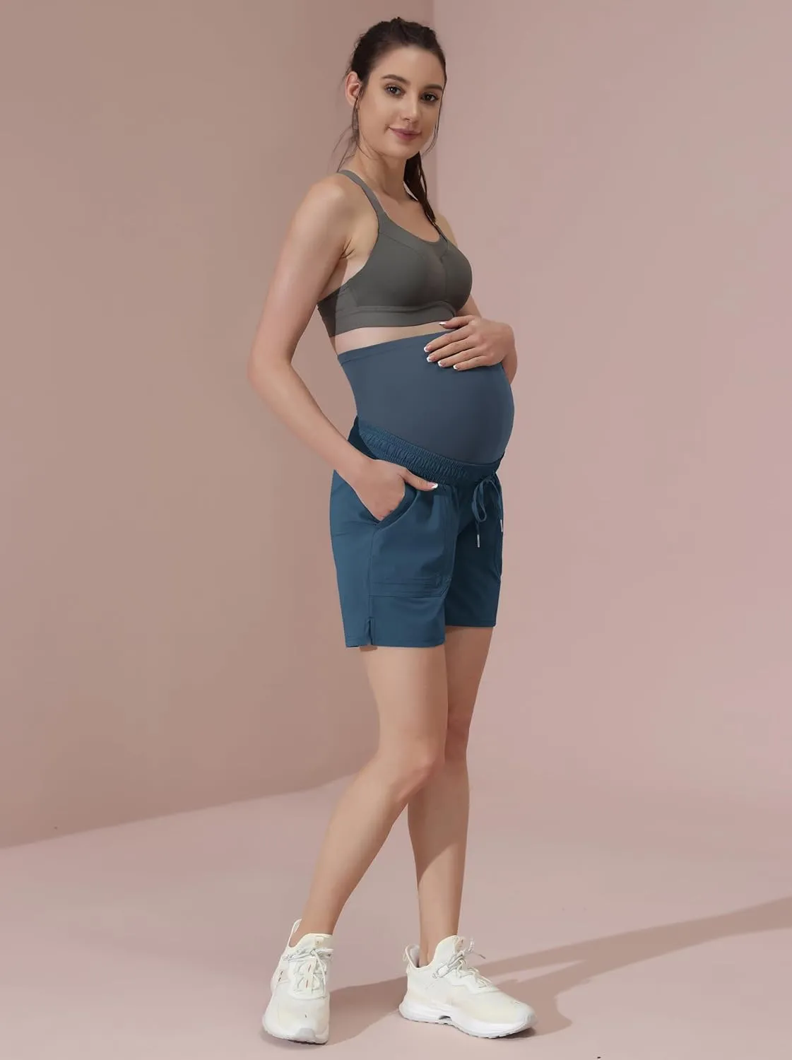 Maacie Maternity Hiking Shorts Quick Dry Waterproof 5" Workout Sports Shorts Outdoor Casual