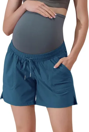 Maacie Maternity Hiking Shorts Quick Dry Waterproof 5" Workout Sports Shorts Outdoor Casual