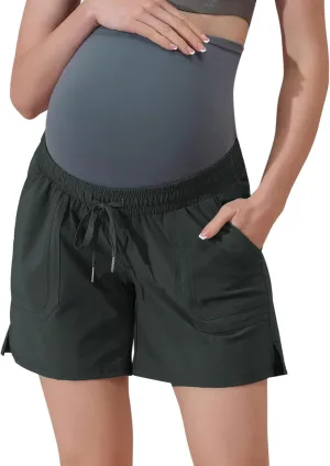 Maacie Maternity Hiking Shorts Quick Dry Waterproof 5" Workout Sports Shorts Outdoor Casual