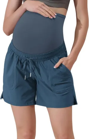 Maacie Maternity Hiking Shorts Quick Dry Waterproof 5" Workout Sports Shorts Outdoor Casual