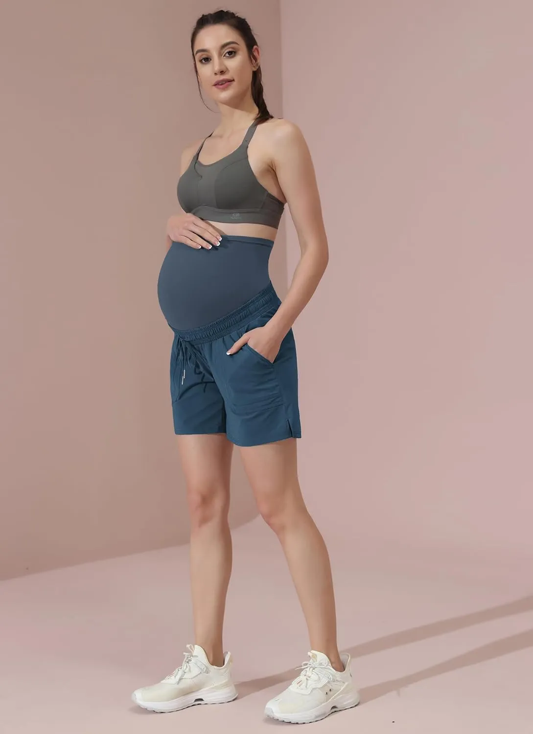 Maacie Maternity Hiking Shorts Quick Dry Waterproof 5" Workout Sports Shorts Outdoor Casual