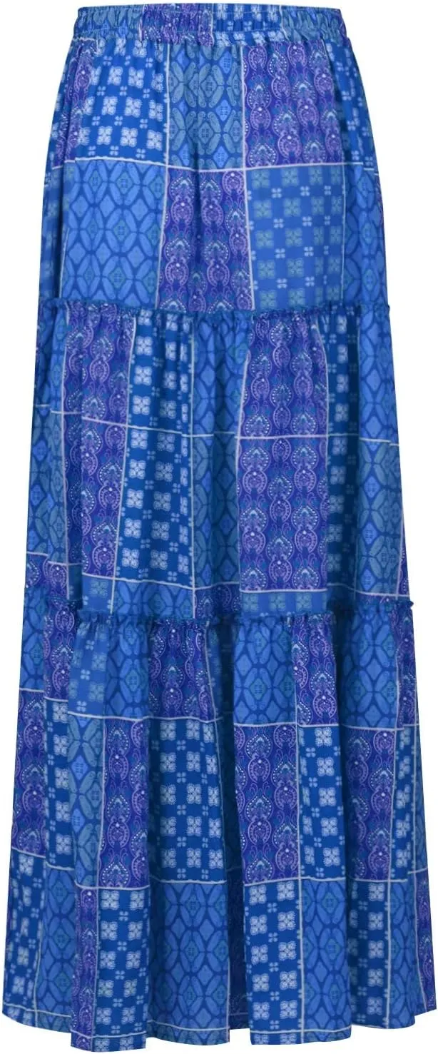 Maxi Skirts for Women,Womens Boho Maxi Skirt with Pockets Trendy Linen Elastic High Waisted Flowy Long Skirts 2025