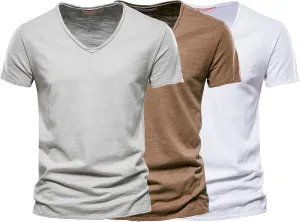 Men's 3 Pack T Shirt V-Neck Tee Shirts Casual Hipster Hip Hop Tee Tops Summer Classic Short Sleeve Top