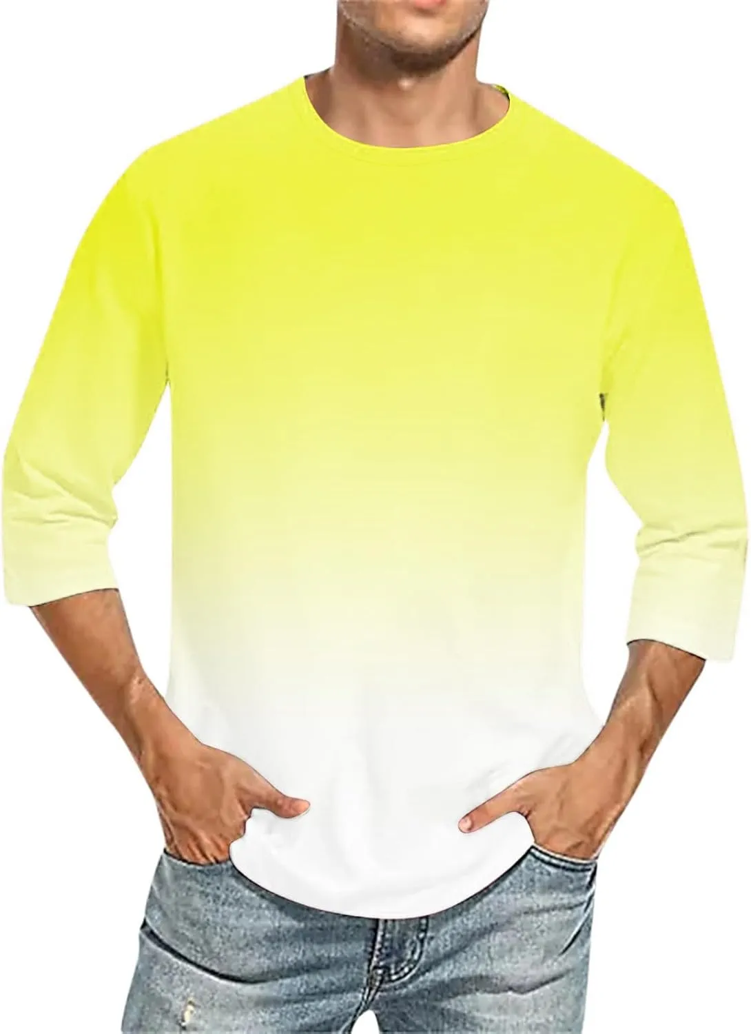 Men's 3/4 Sleeve Casual Raglan Jersey Baseball Tee Shirt Big and Tall Moiture Wicking Slim Fit T-Shirt Henley Shirts