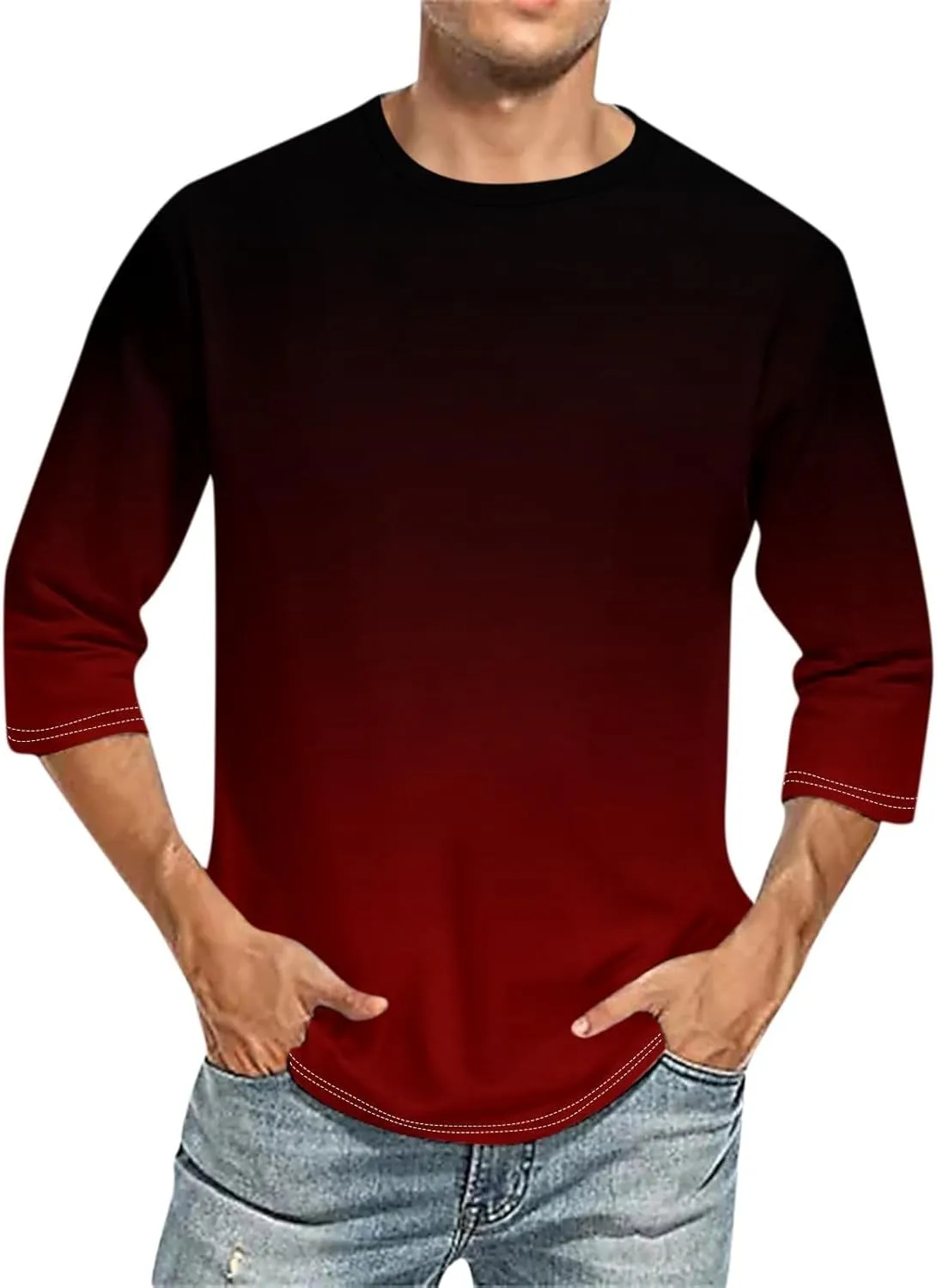 Men's 3/4 Sleeve Casual Raglan Jersey Baseball Tee Shirt Big and Tall Moiture Wicking Slim Fit T-Shirt Henley Shirts