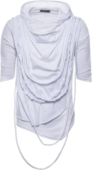 Men's Asymmetric Pile Heap Collar Tshirts Irregular Hem Pullover Hip Hop Tee Top Hipster Hoodie