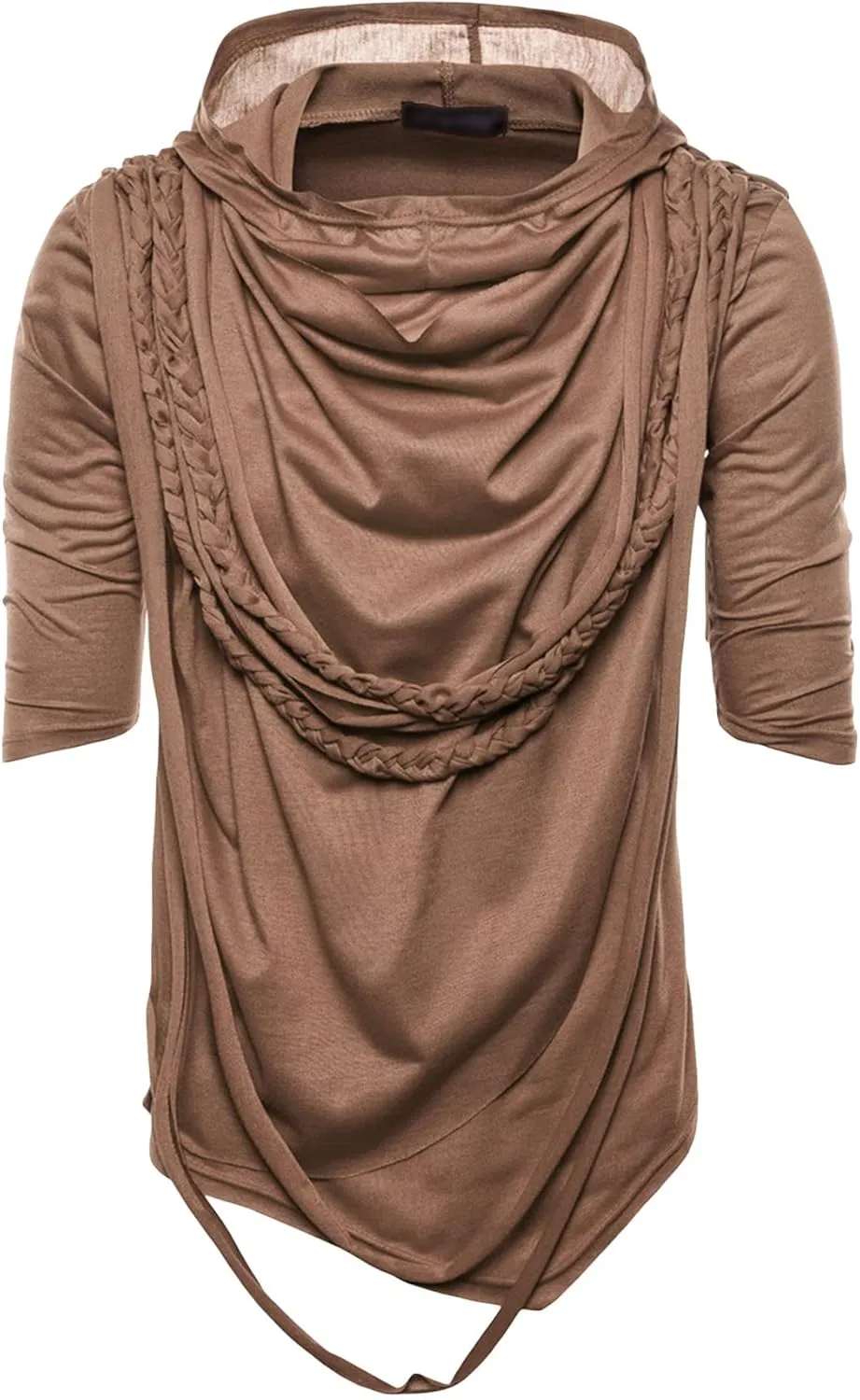 Men's Asymmetric Pile Heap Collar Tshirts Irregular Hem Pullover Hip Hop Tee Top Hipster Hoodie