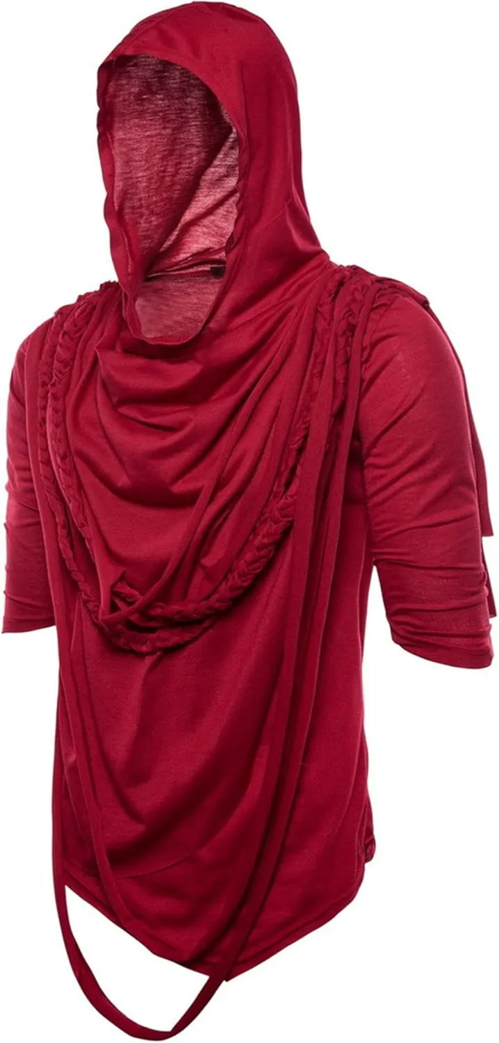 Men's Asymmetric Pile Heap Collar Tshirts Irregular Hem Pullover Hip Hop Tee Top Hipster Hoodie