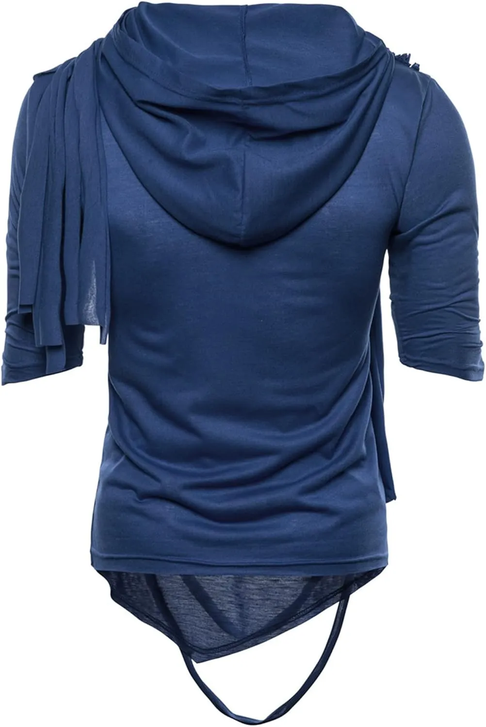 Men's Asymmetric Pile Heap Collar Tshirts Irregular Hem Pullover Hip Hop Tee Top Hipster Hoodie