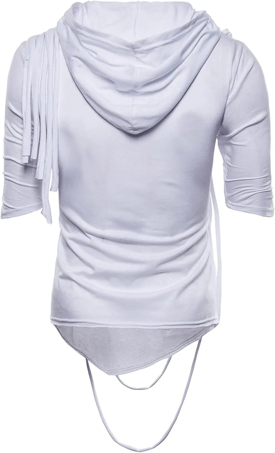 Men's Asymmetric Pile Heap Collar Tshirts Irregular Hem Pullover Hip Hop Tee Top Hipster Hoodie