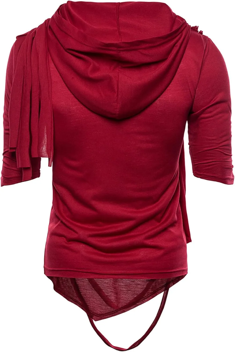 Men's Asymmetric Pile Heap Collar Tshirts Irregular Hem Pullover Hip Hop Tee Top Hipster Hoodie
