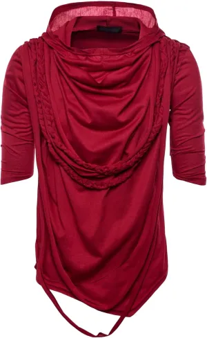 Men's Asymmetric Pile Heap Collar Tshirts Irregular Hem Pullover Hip Hop Tee Top Hipster Hoodie
