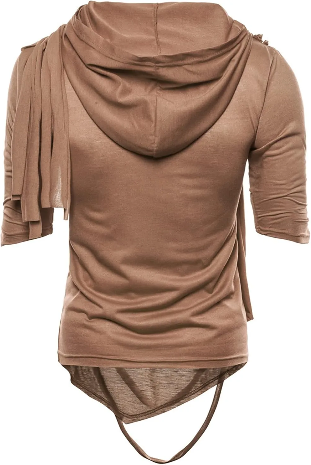 Men's Asymmetric Pile Heap Collar Tshirts Irregular Hem Pullover Hip Hop Tee Top Hipster Hoodie