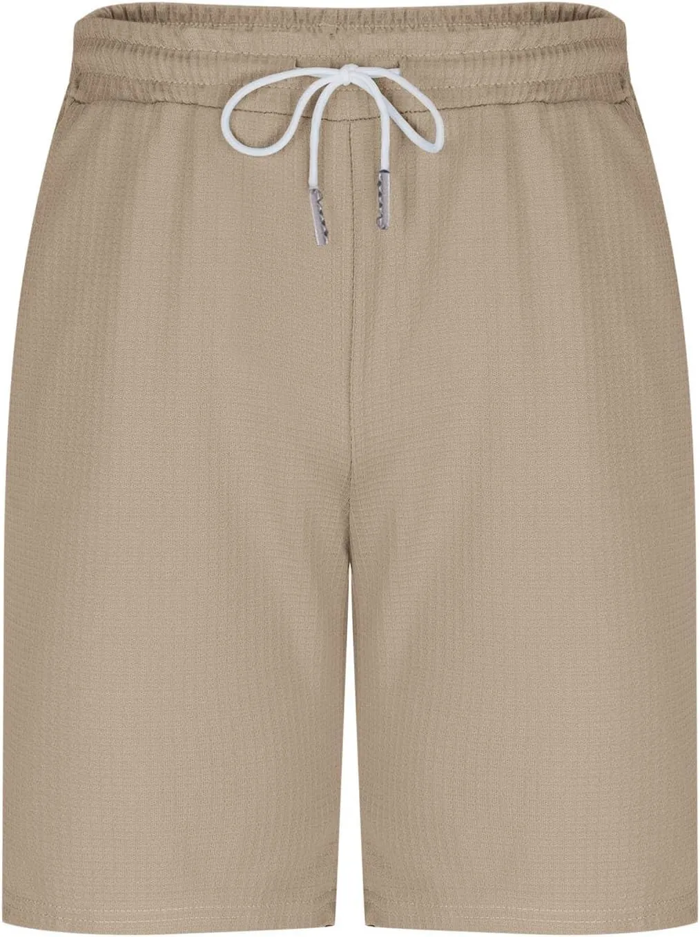 Mens Casual Shorts Waffle Elastic Waist Drawstring Workout Running Jogging Shorts Solid Beach Summerwear