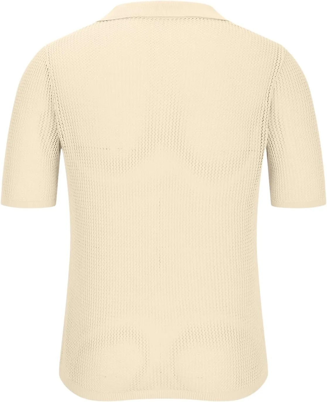Mens Crochet Shirt Hallow Out Tshirts Summer Beach Tops Button Down Cardigans Muscle T Shirts See Through Tees Blouse