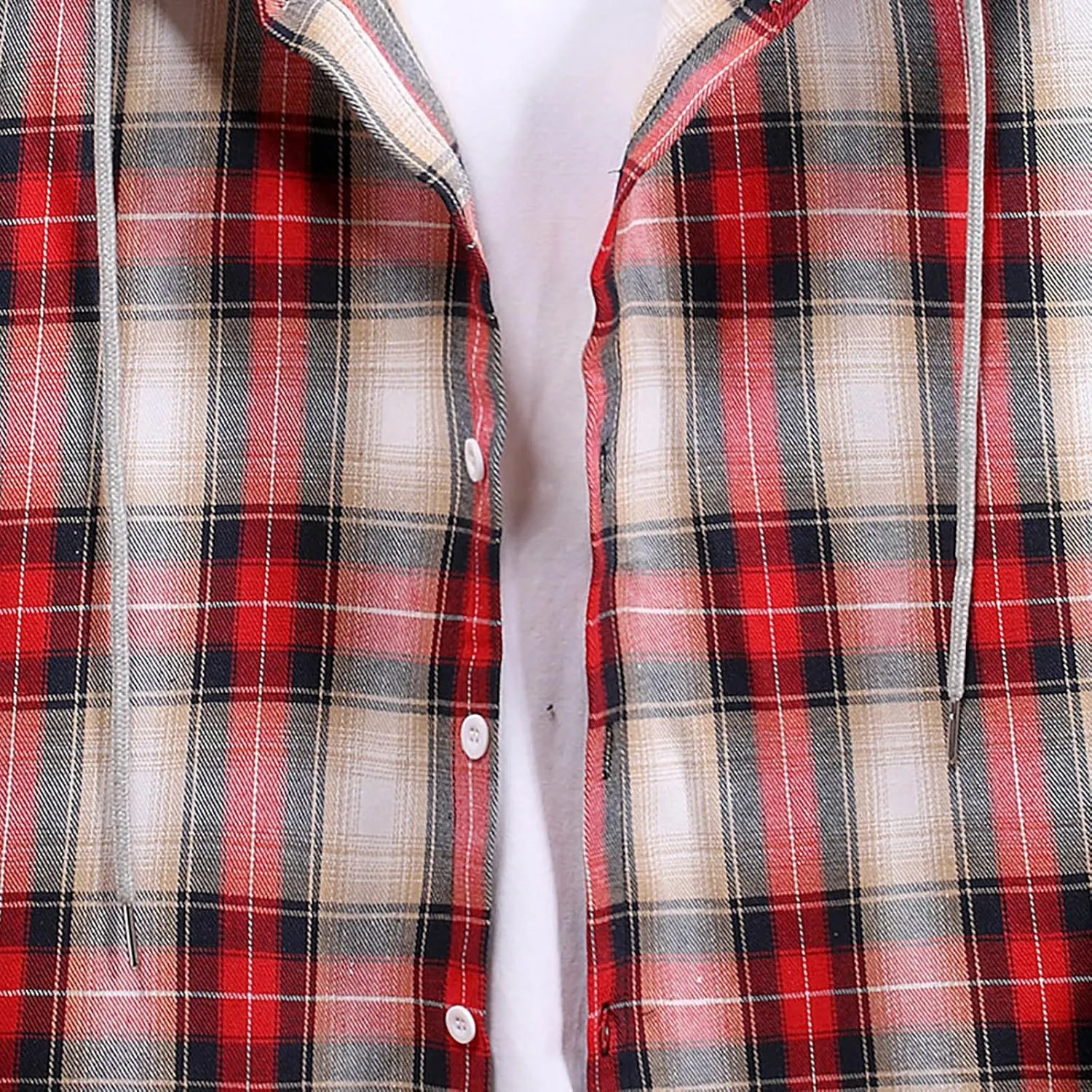 Men's Hooded Shirts Jackets Flannel Collar Long Sleeve Shirt Blouse Quilted Lined Flannel Shirt Jacket for Men Fall