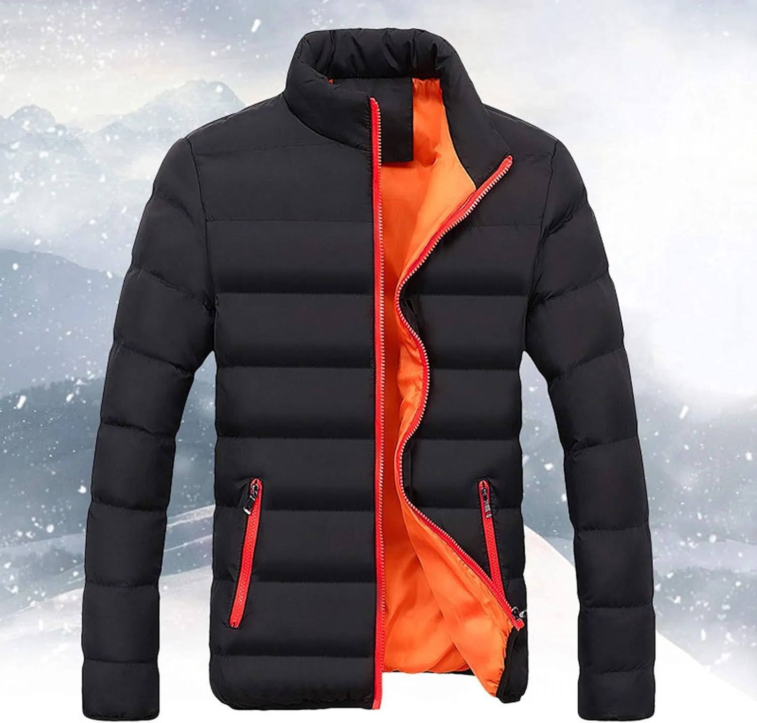 Men's Lightweight Puffer Jacket Packable Down Coat Stand Collar Quilted Jacket Slim Fit Insulated Jacket Winter Outwear