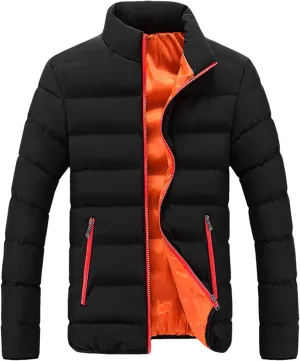 Men's Lightweight Puffer Jacket Packable Down Coat Stand Collar Quilted Jacket Slim Fit Insulated Jacket Winter Outwear