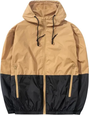 Men's Lightweight Windbreaker Jackets Outdoor Hooded Pocket Raincoat Jacket