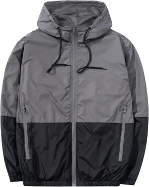 Men's Lightweight Windbreaker Jackets Outdoor Hooded Pocket Raincoat Jacket