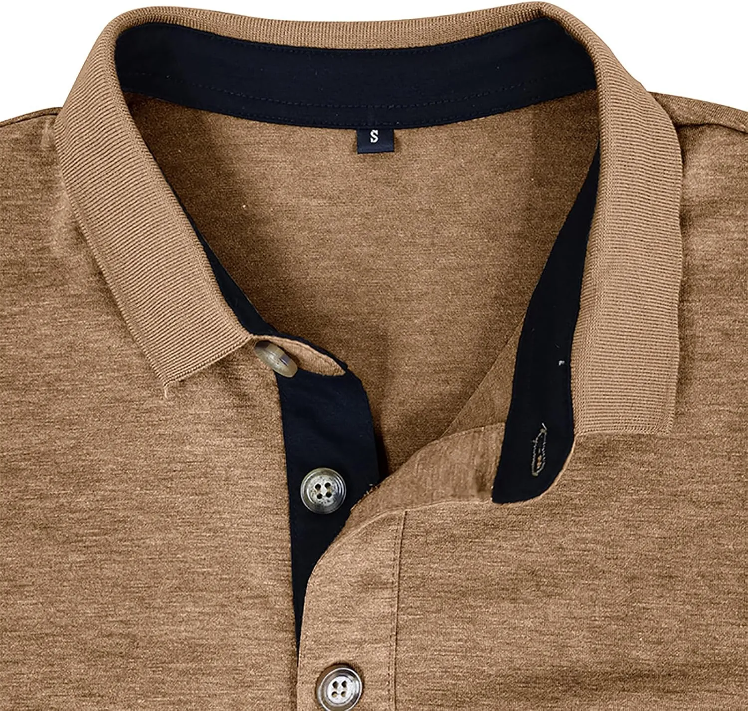 Mens Long Sleeve Polo Shirts Classic Button Down Golf Shirt Fashion Casual Moisture Wicking Shirts with Pocket