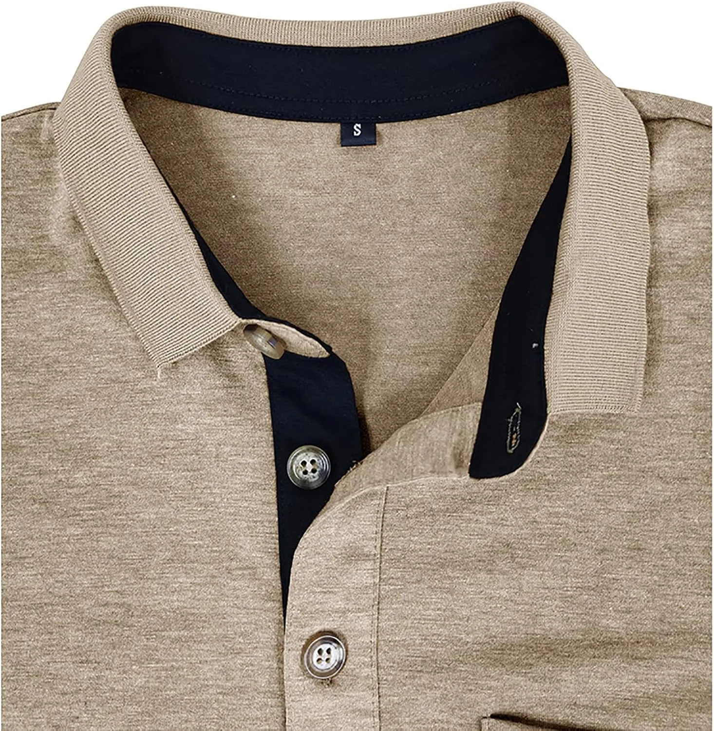 Mens Long Sleeve Polo Shirts Classic Button Down Golf Shirt Fashion Casual Moisture Wicking Shirts with Pocket
