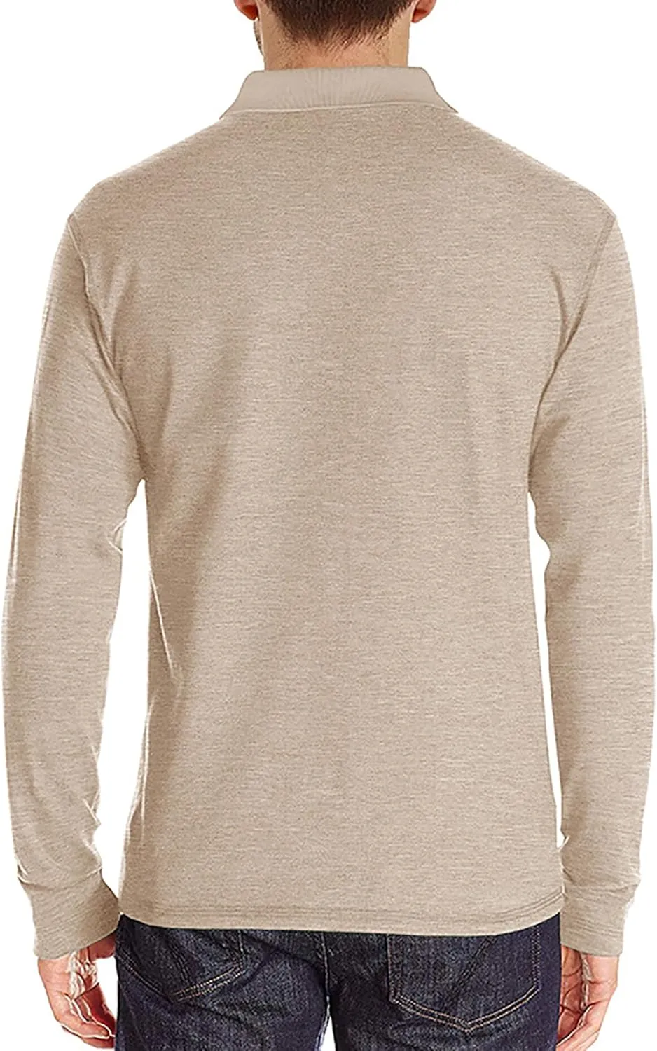 Mens Long Sleeve Polo Shirts Classic Button Down Golf Shirt Fashion Casual Moisture Wicking Shirts with Pocket