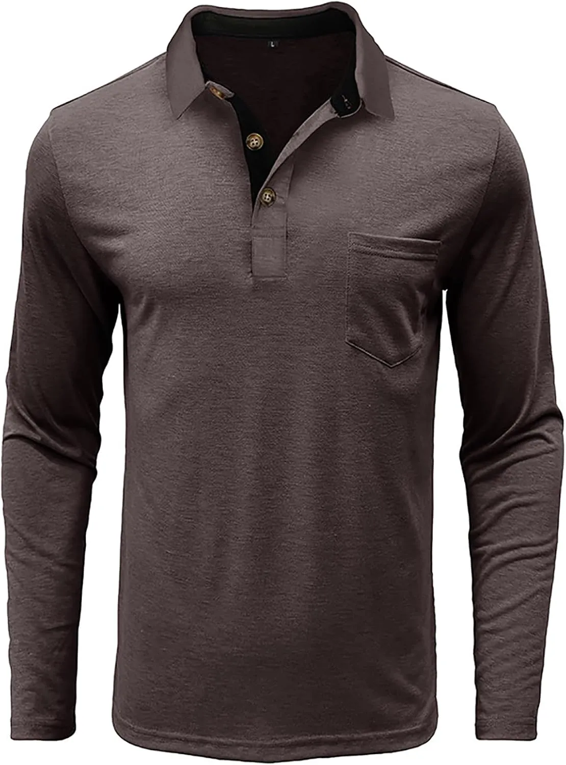 Mens Long Sleeve Polo Shirts Classic Button Down Golf Shirt Fashion Casual Moisture Wicking Shirts with Pocket