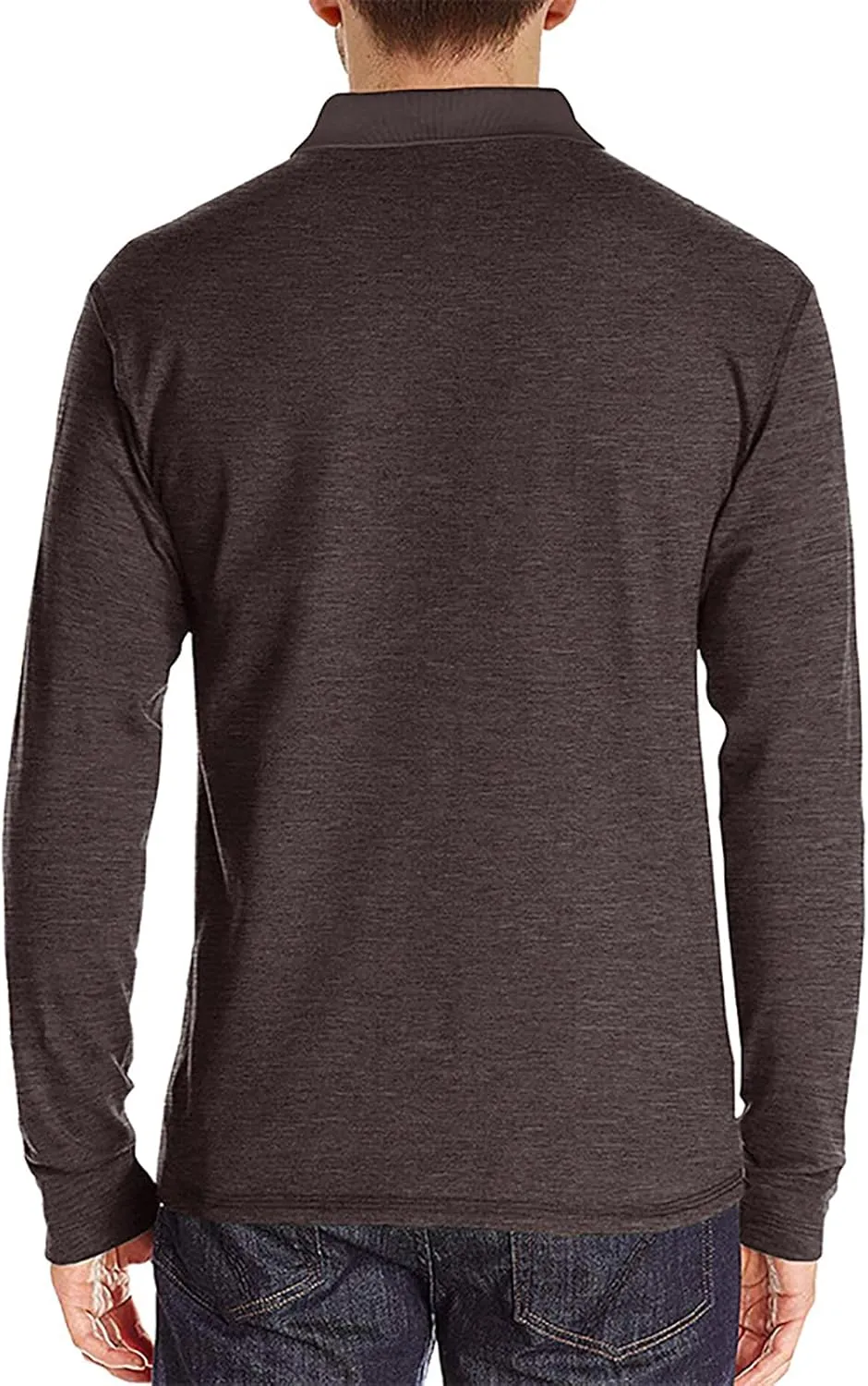 Mens Long Sleeve Polo Shirts Classic Button Down Golf Shirt Fashion Casual Moisture Wicking Shirts with Pocket
