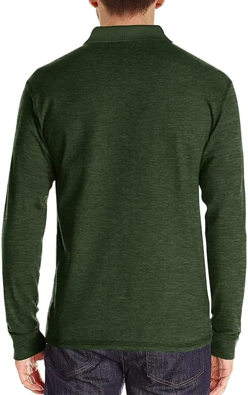 Mens Long Sleeve Polo Shirts Classic Button Down Golf Shirt Fashion Casual Moisture Wicking Shirts with Pocket