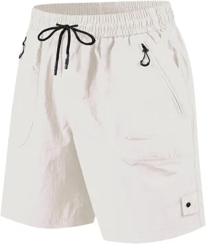 Men's Quick-Dry Workout Shorts Plus Size Fashion Solid Color Lace up Elastic Waist Running Sweatpant Loose Comfy