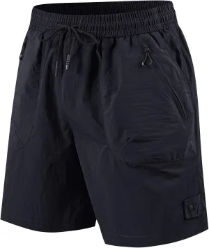 Men's Quick-Dry Workout Shorts Plus Size Fashion Solid Color Lace up Elastic Waist Running Sweatpant Loose Comfy