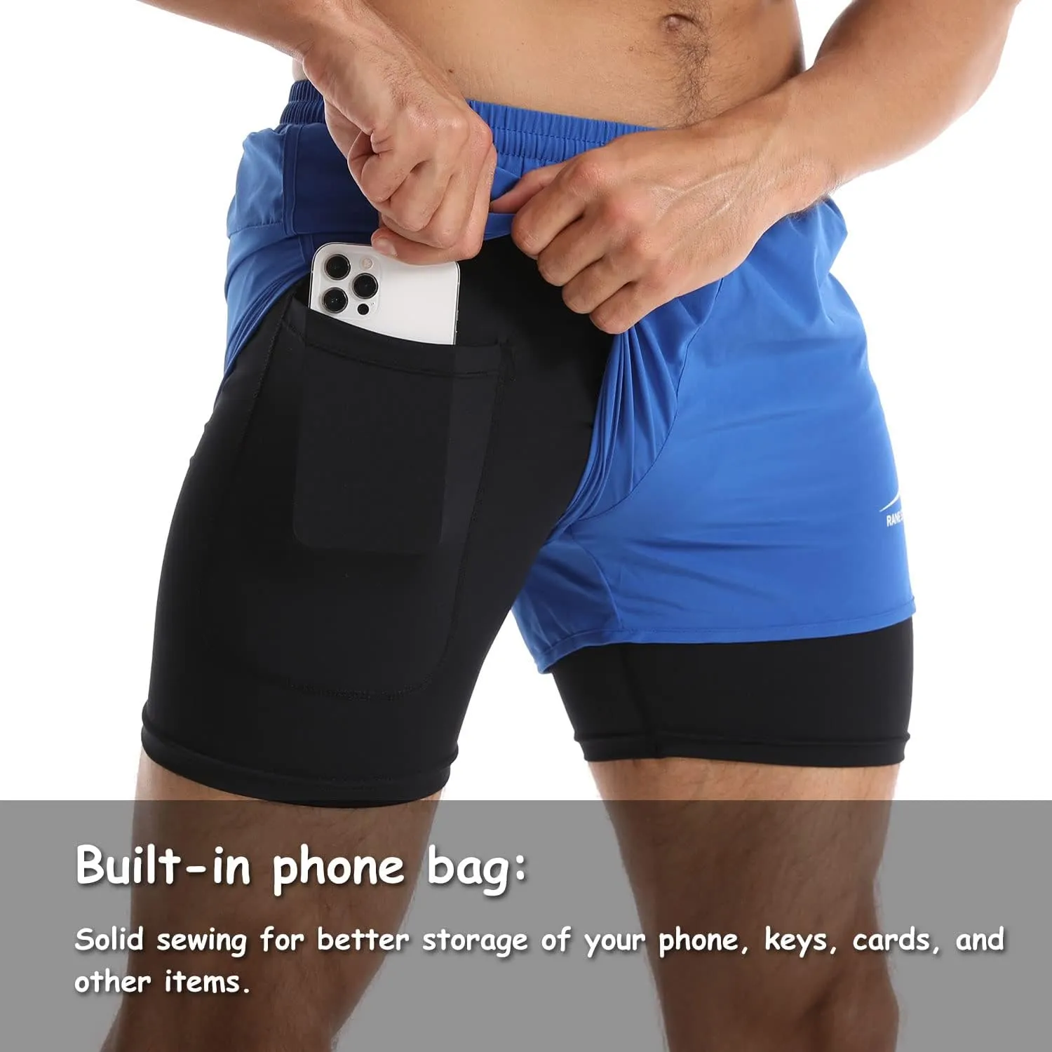 Men's Running Shorts 2 in 1 Sports Shorts Outdoor Marathon Hiking Training Shorts