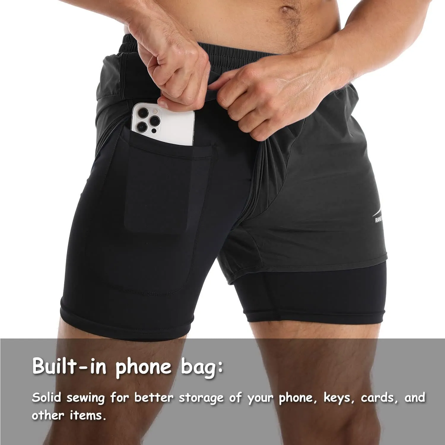 Men's Running Shorts 2 in 1 Sports Shorts Outdoor Marathon Hiking Training Shorts