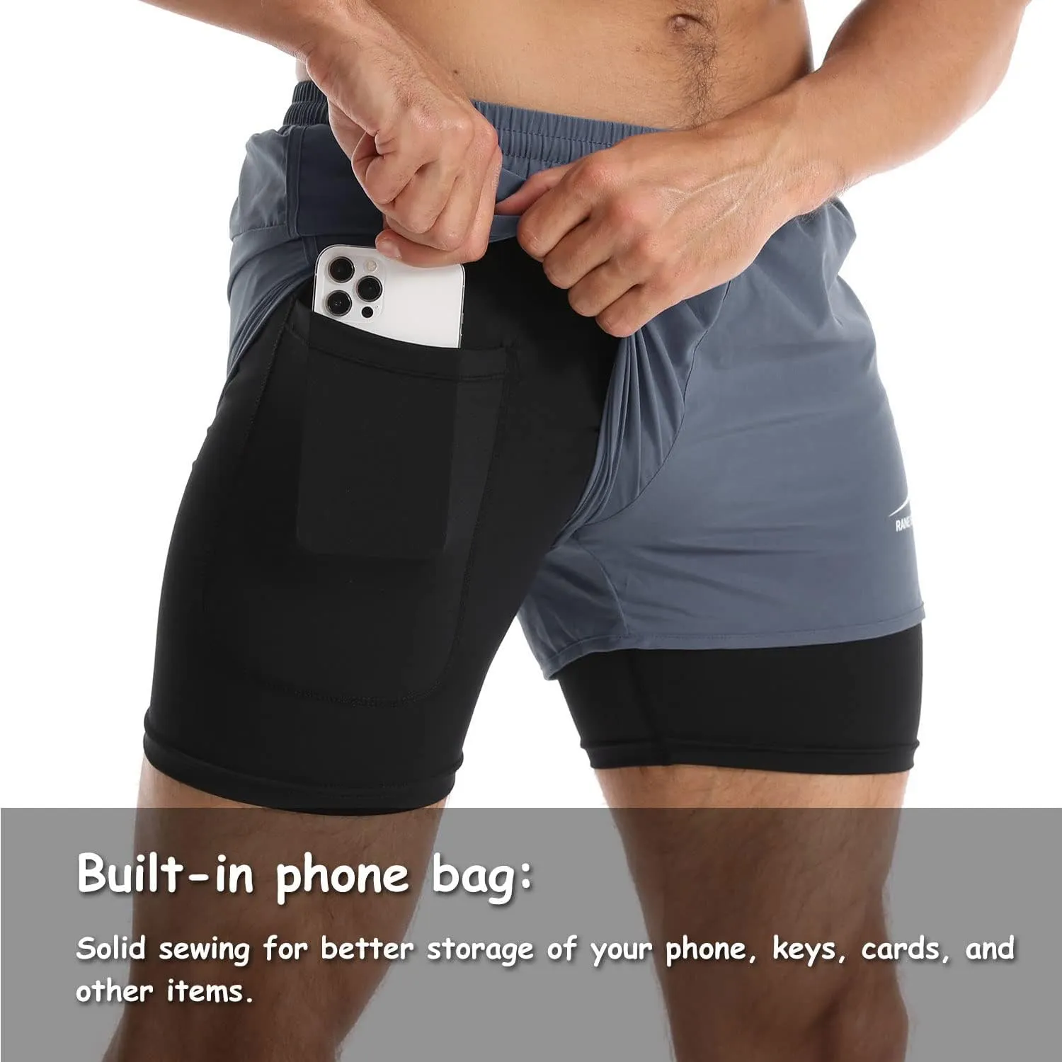 Men's Running Shorts 2 in 1 Sports Shorts Outdoor Marathon Hiking Training Shorts