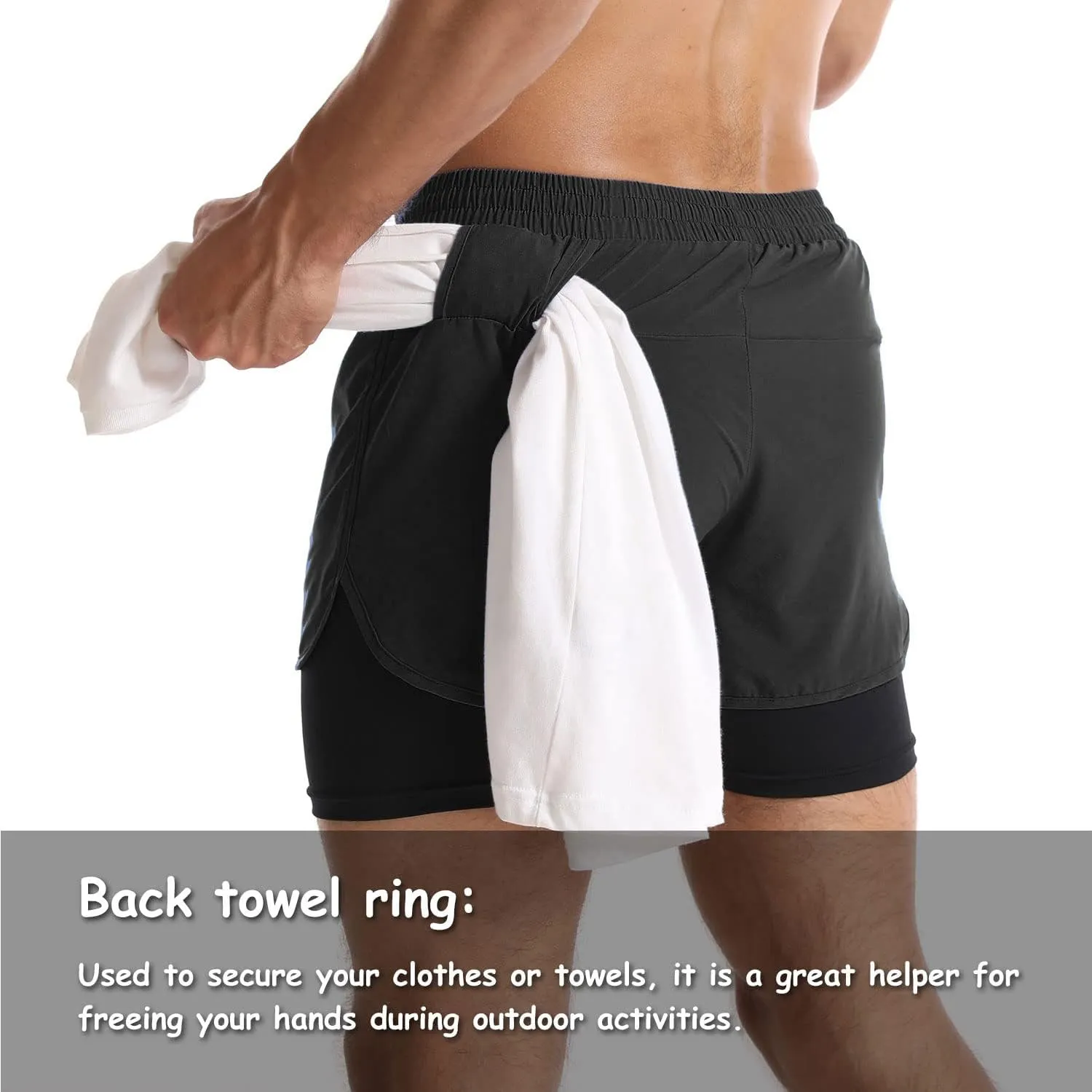 Men's Running Shorts 2 in 1 Sports Shorts Outdoor Marathon Hiking Training Shorts