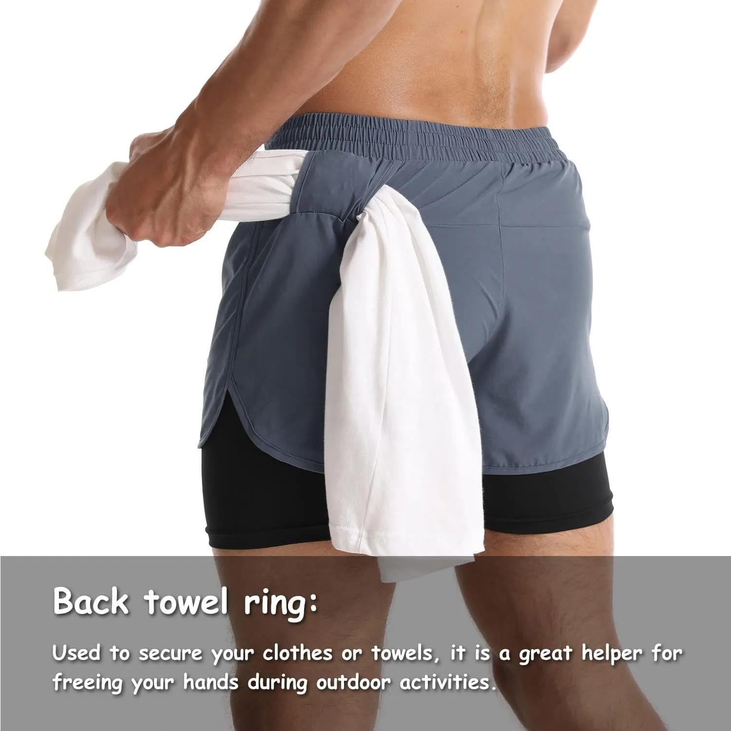 Men's Running Shorts 2 in 1 Sports Shorts Outdoor Marathon Hiking Training Shorts