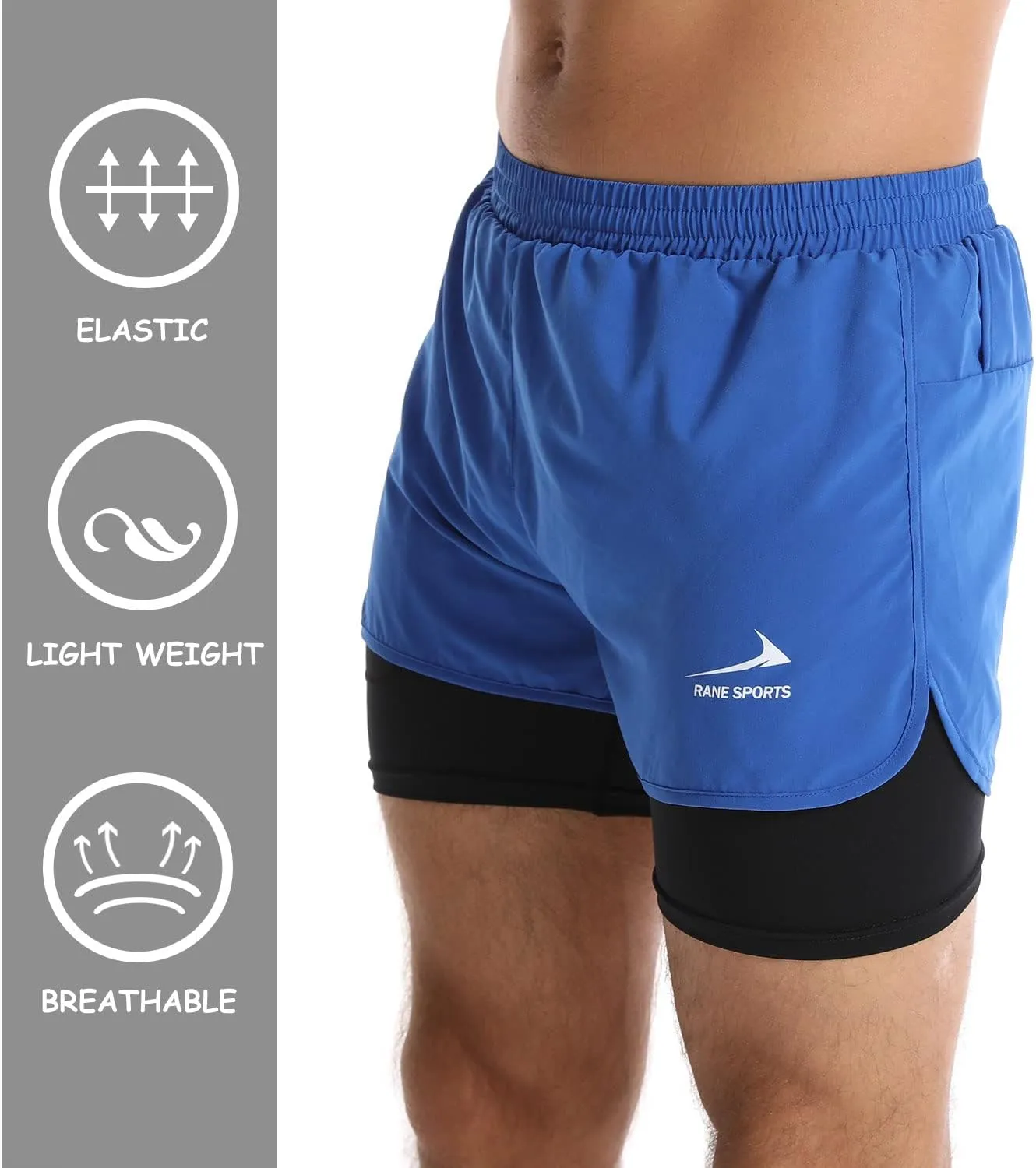 Men's Running Shorts 2 in 1 Sports Shorts Outdoor Marathon Hiking Training Shorts