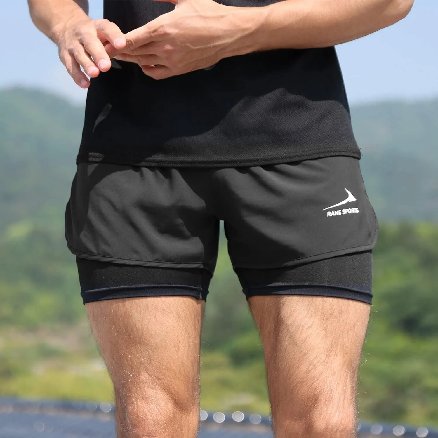 Men's Running Shorts 2 in 1 Sports Shorts Outdoor Marathon Hiking Training Shorts