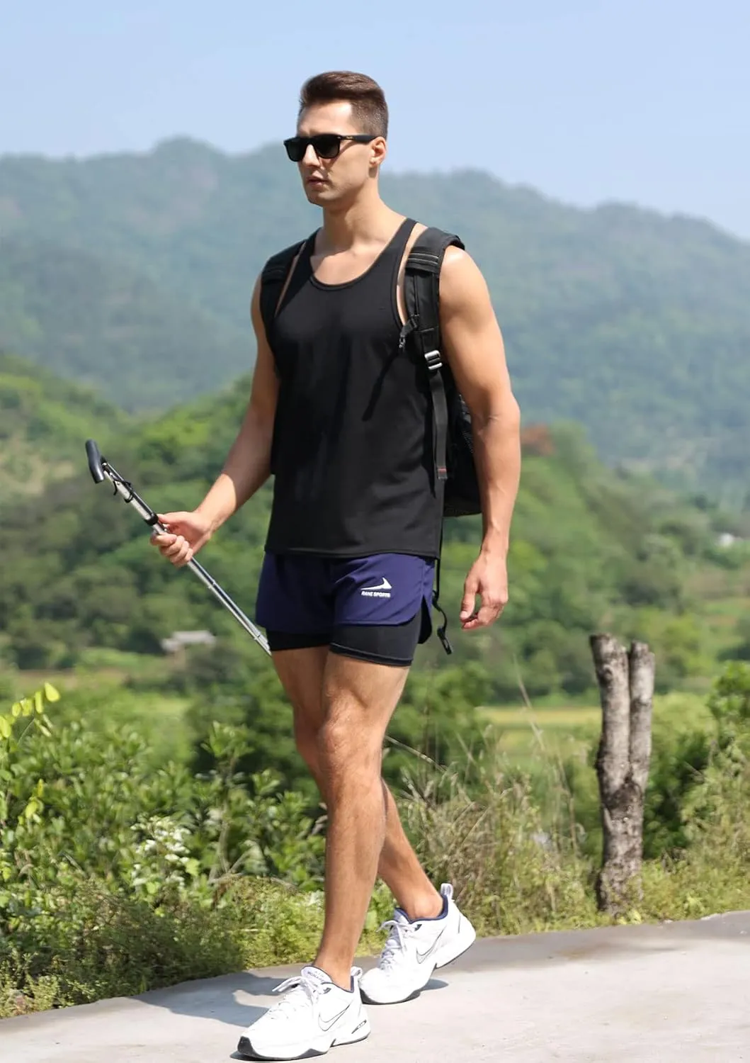 Men's Running Shorts 2 in 1 Sports Shorts Outdoor Marathon Hiking Training Shorts